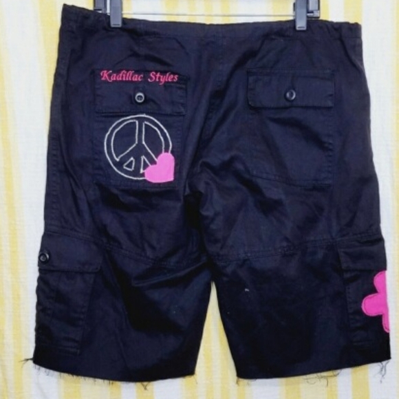 Rothco Product Repurposed Shorts Patchwork Peach Cross Horseshoe Black - Picture 4 of 6